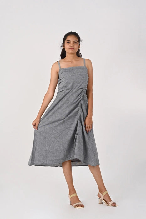 Grey dress with string up HANDLOOM