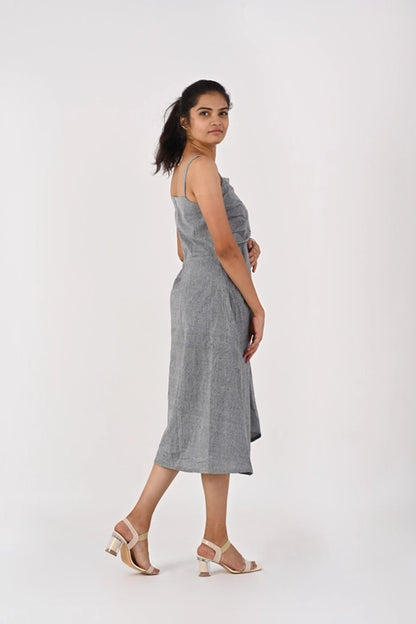 Grey dress with string up HANDLOOM