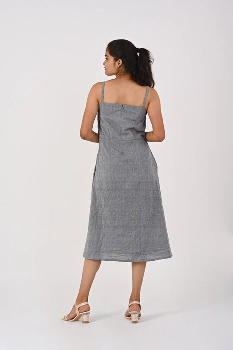 Grey dress with string up HANDLOOM