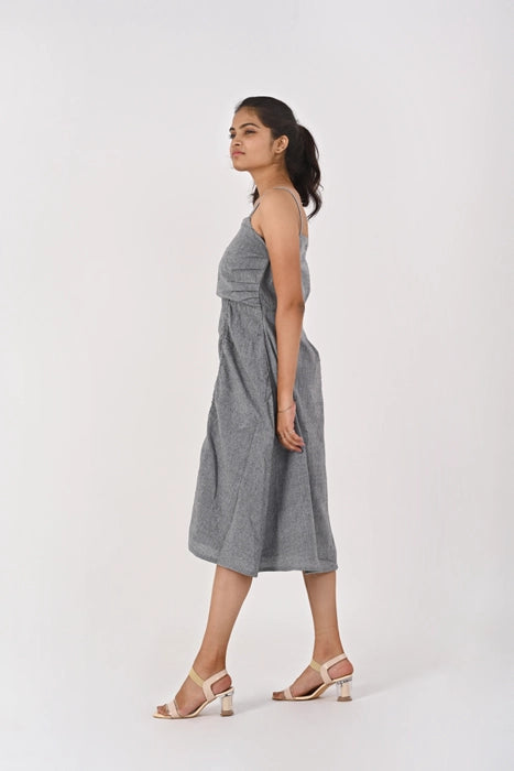 Grey dress with string up HANDLOOM