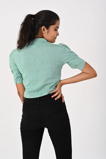 Sea Green Crop Shirt